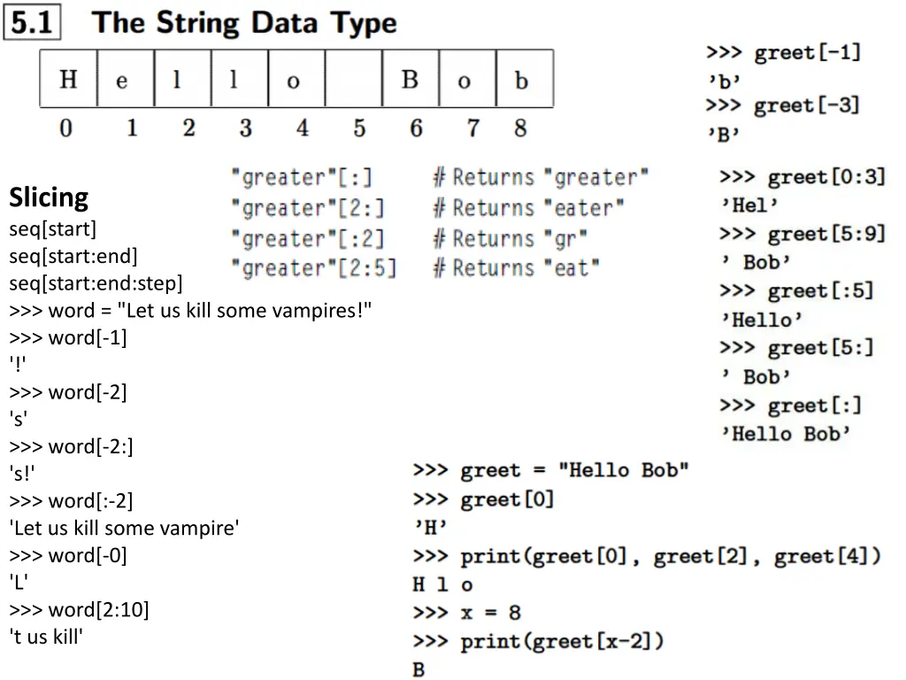 slicing seq start seq start end seq start