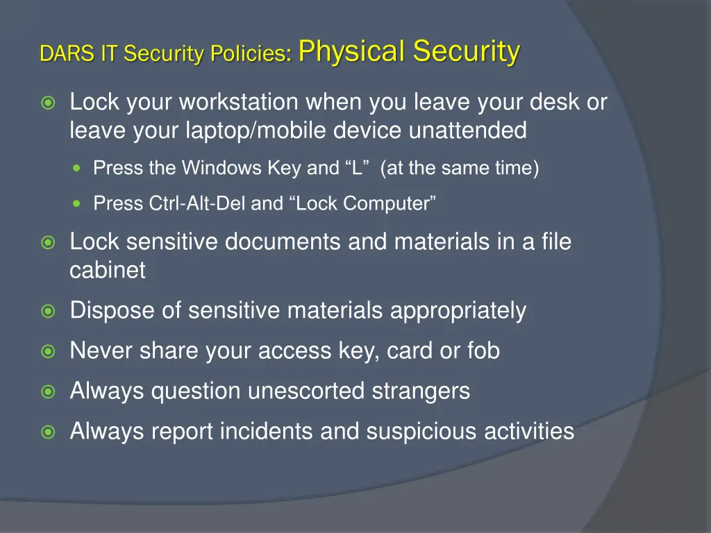 dars it security policies physical security