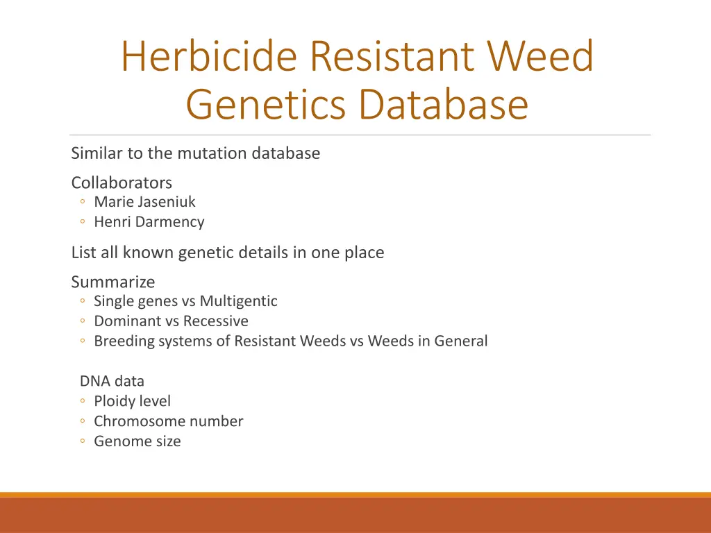 herbicide resistant weed genetics database