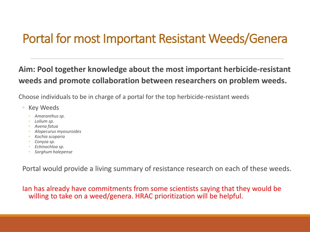 portal for most important resistant weeds genera