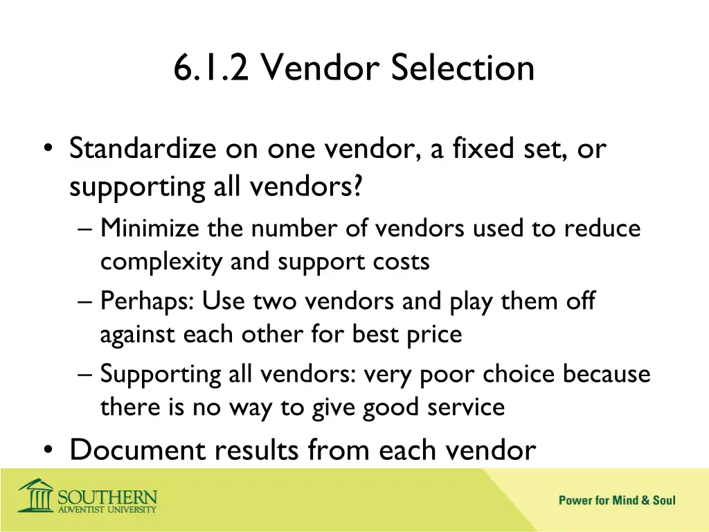 6 1 2 vendor selection