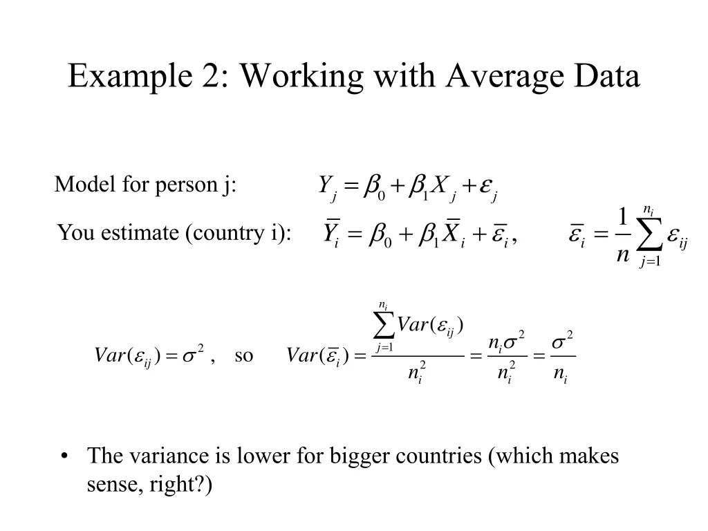 example 2 working with average data