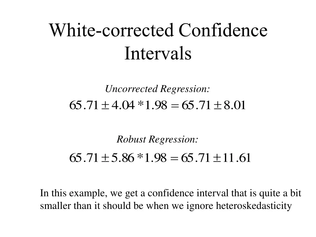 white corrected confidence intervals