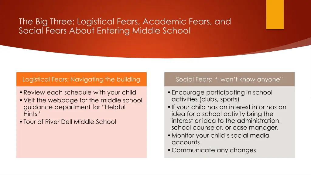 the big three logistical fears academic fears