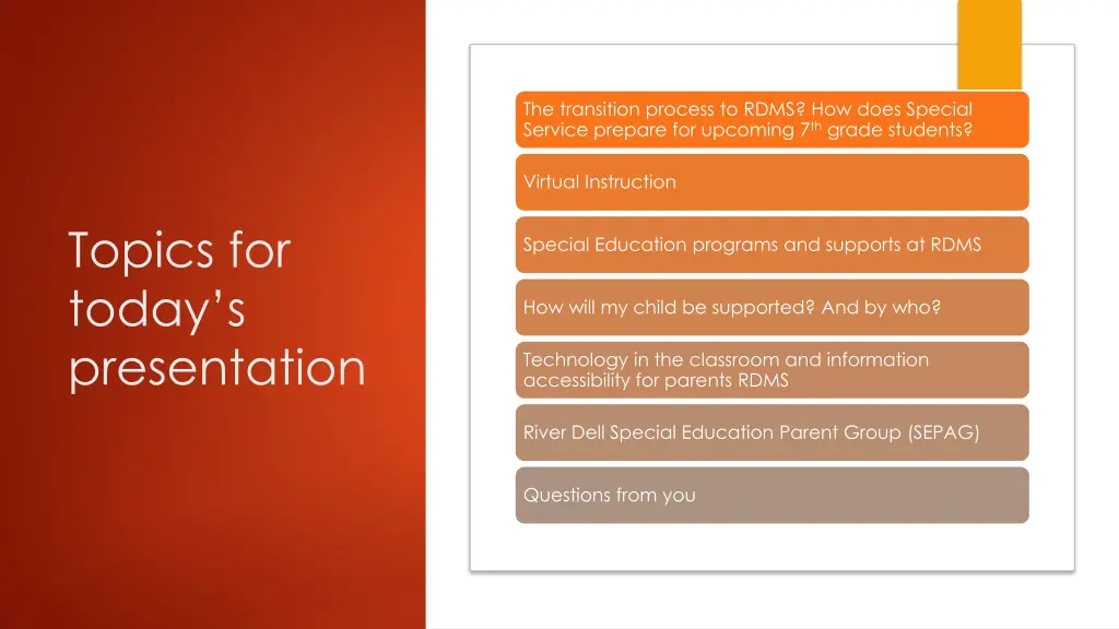 the transition process to rdms how does special