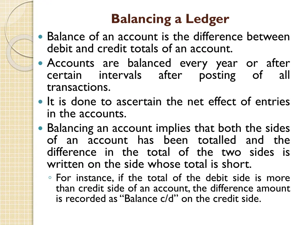 balancing a ledger