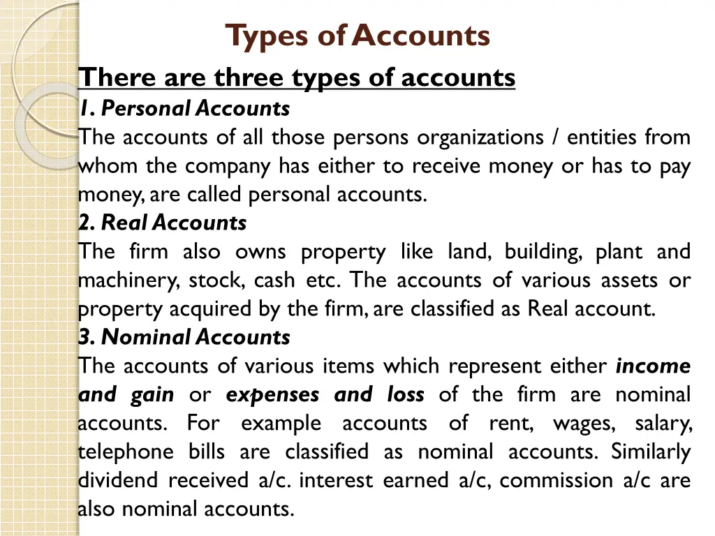 types of accounts