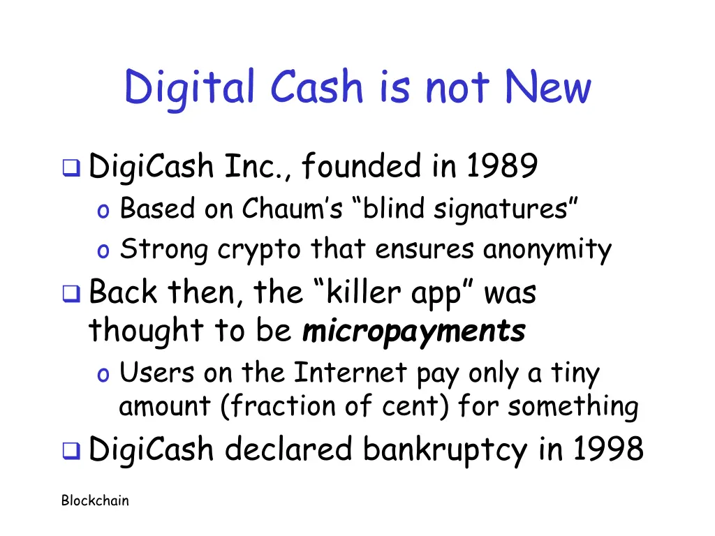 digital cash is not new