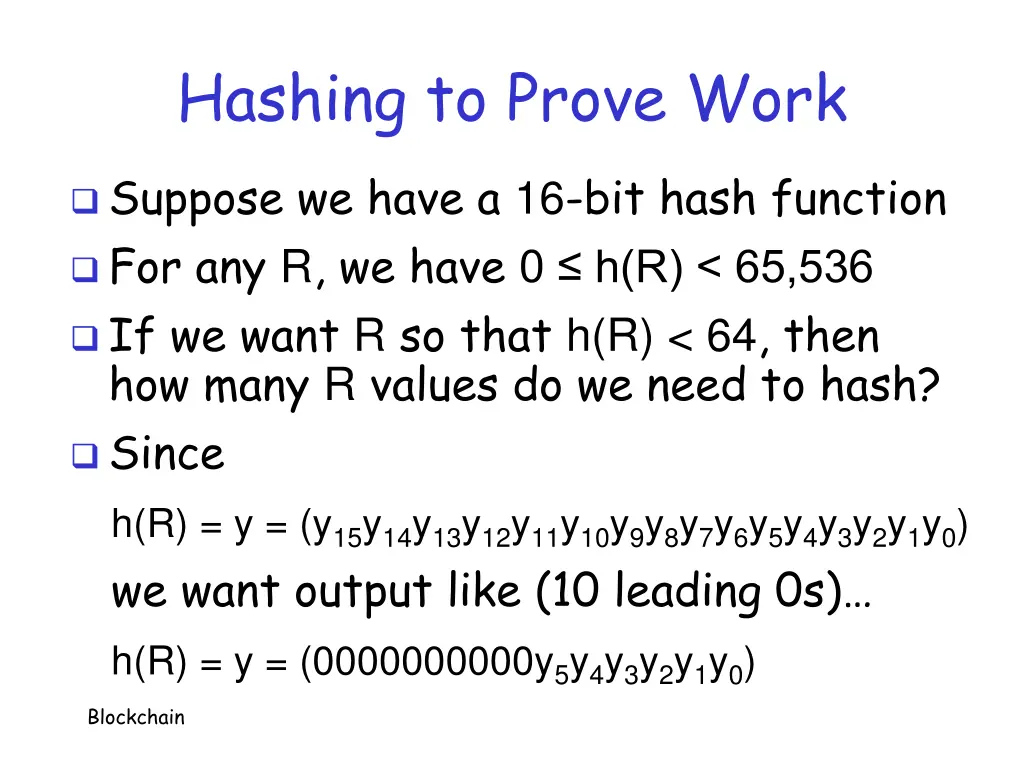 hashing to prove work