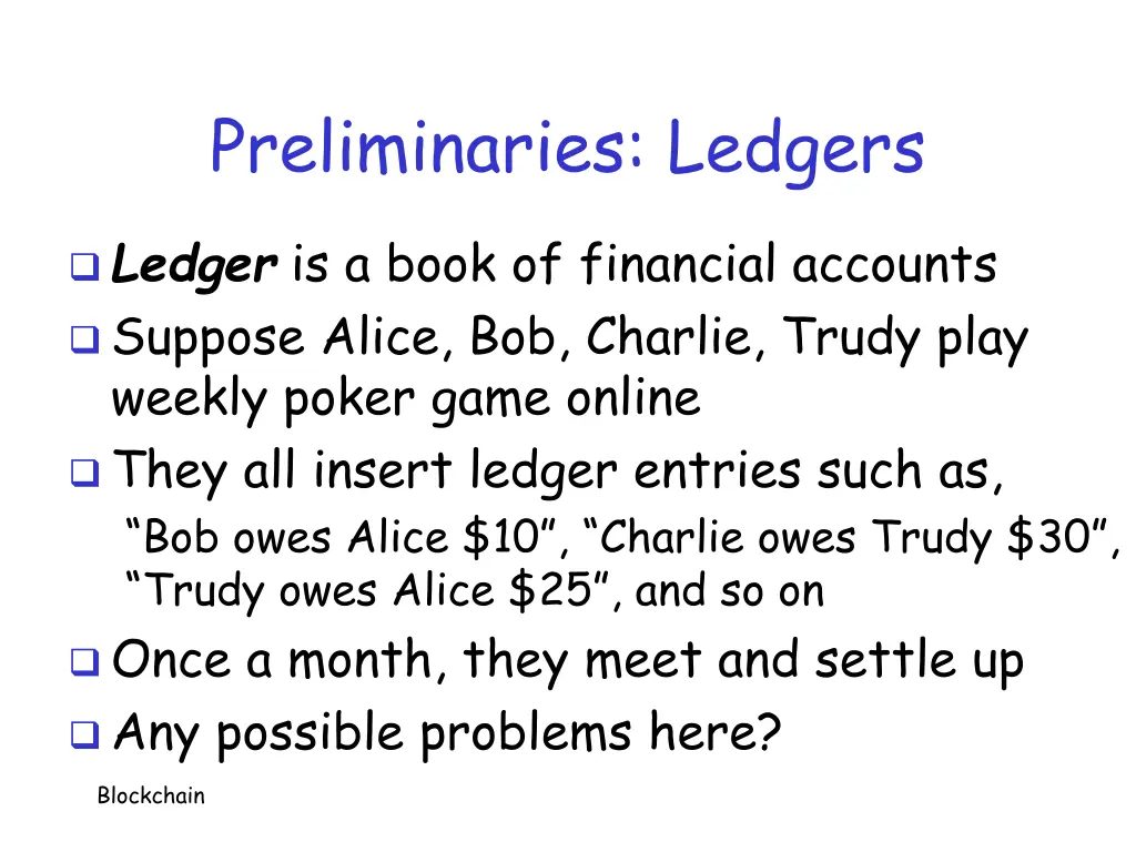 preliminaries ledgers