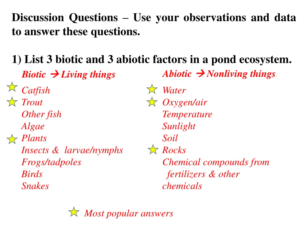 discussion questions use your observations