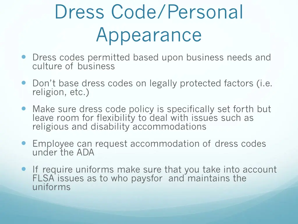 dress code personal appearance