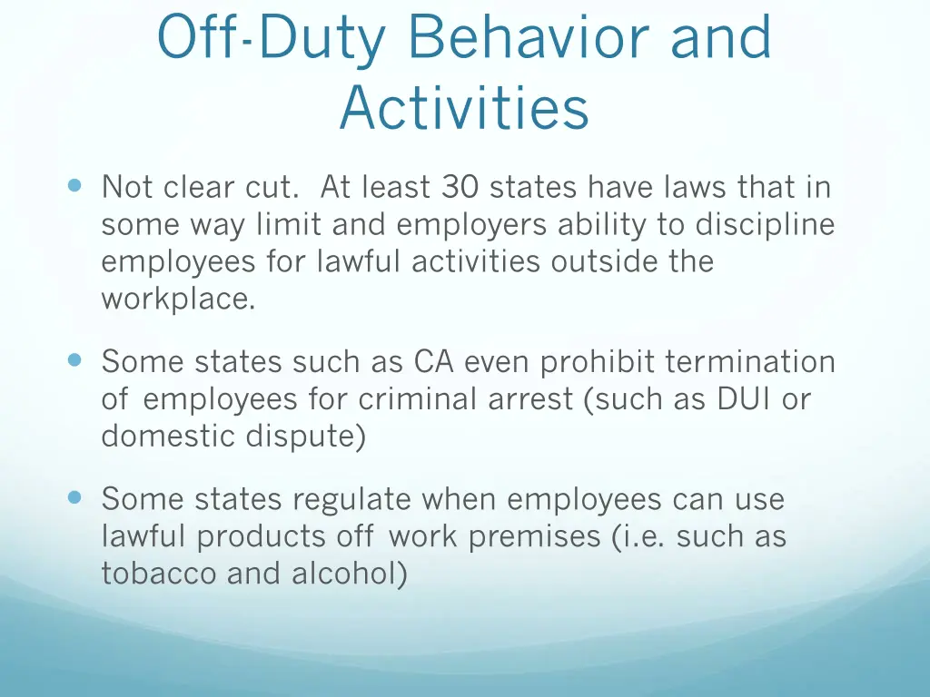 off duty behavior and activities