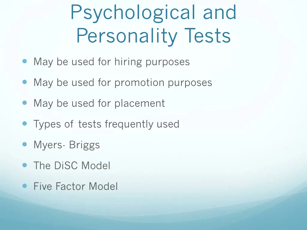 psychological and personality tests