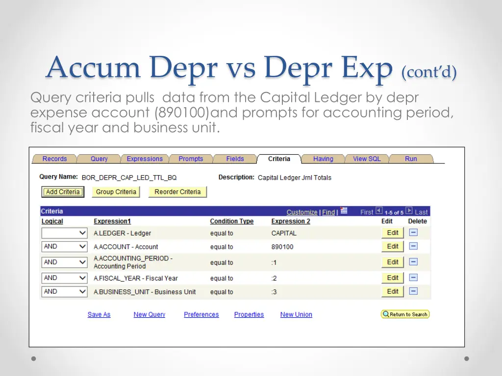 accum depr vs depr exp cont d query criteria 1