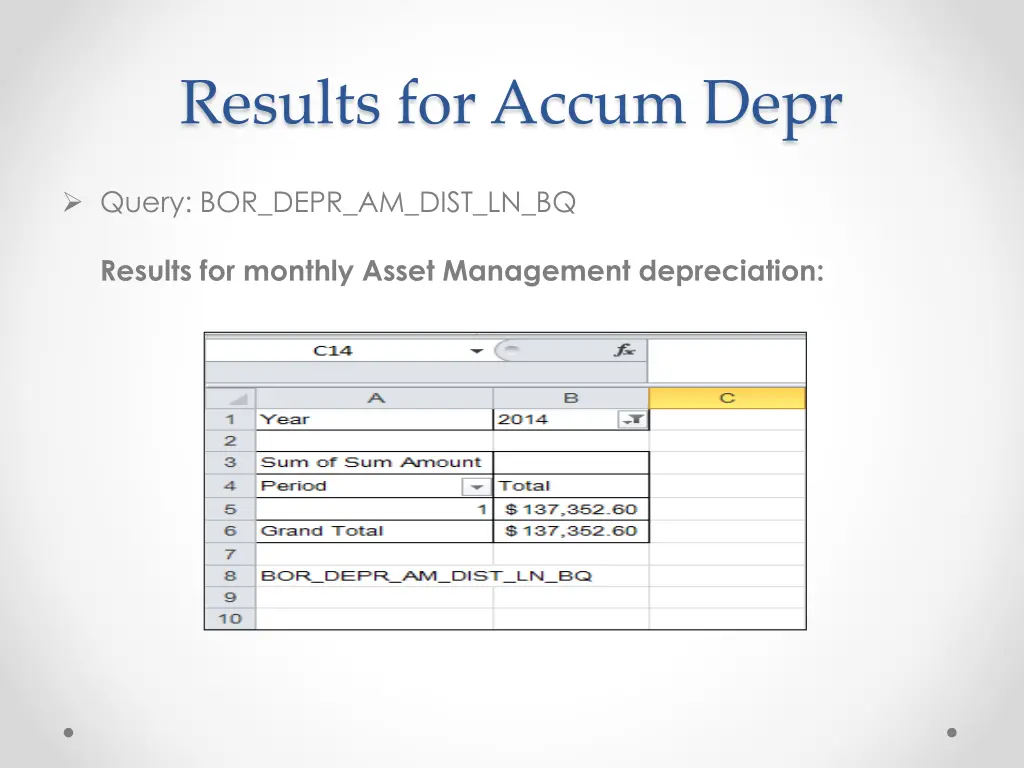 results for accum depr