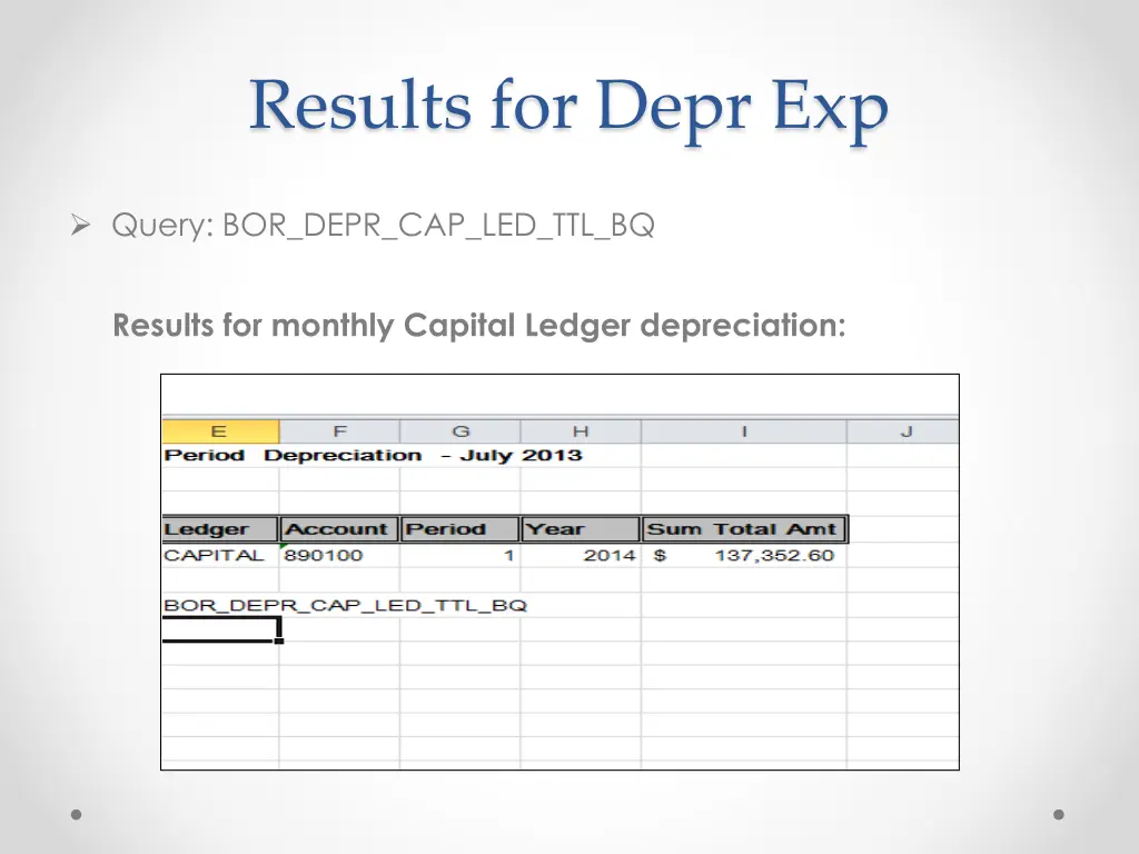 results for depr exp