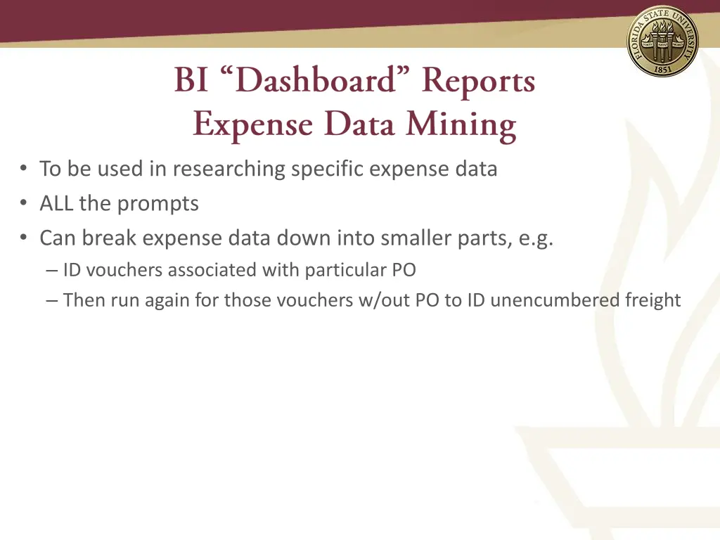 to be used in researching specific expense data