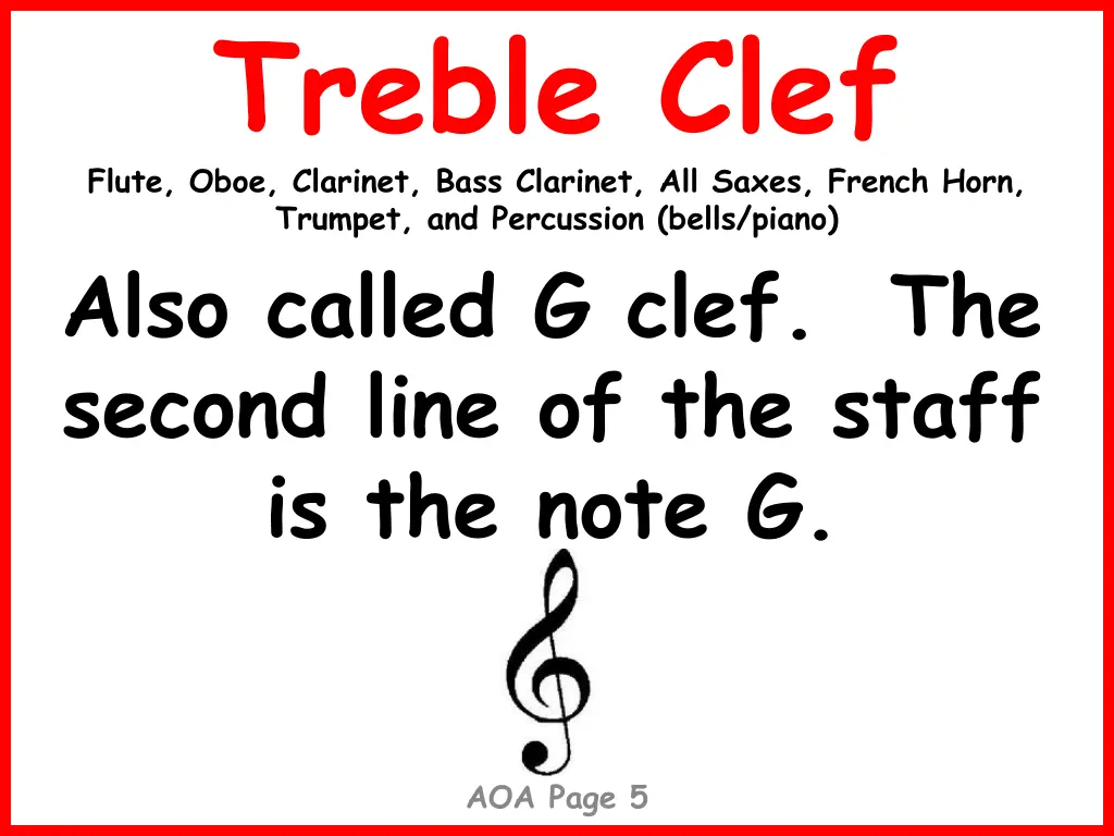 treble clef flute oboe clarinet bass clarinet