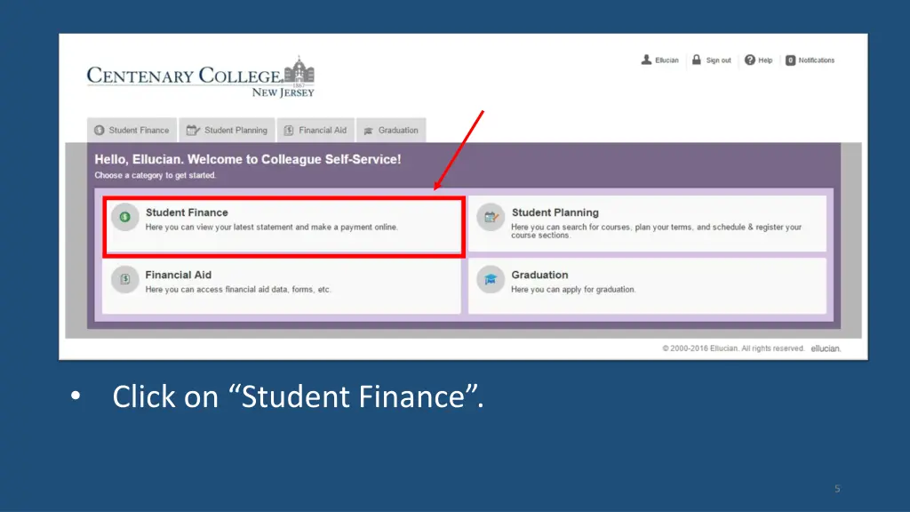 click on student finance