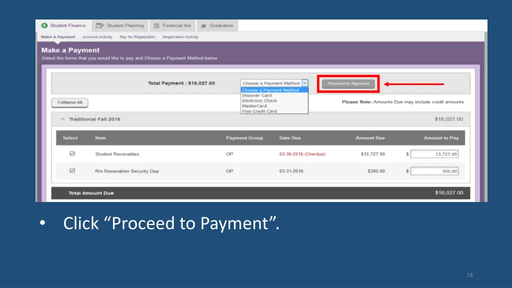 click proceed to payment