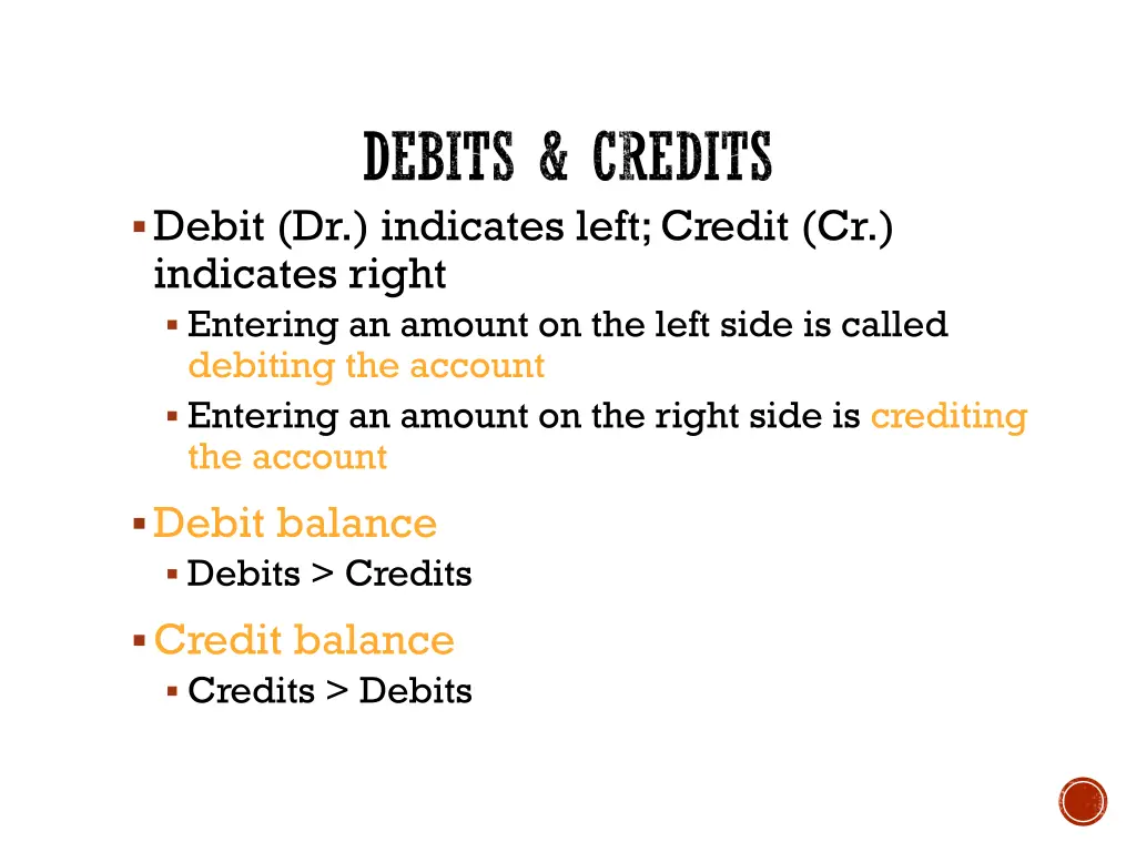 debits credits