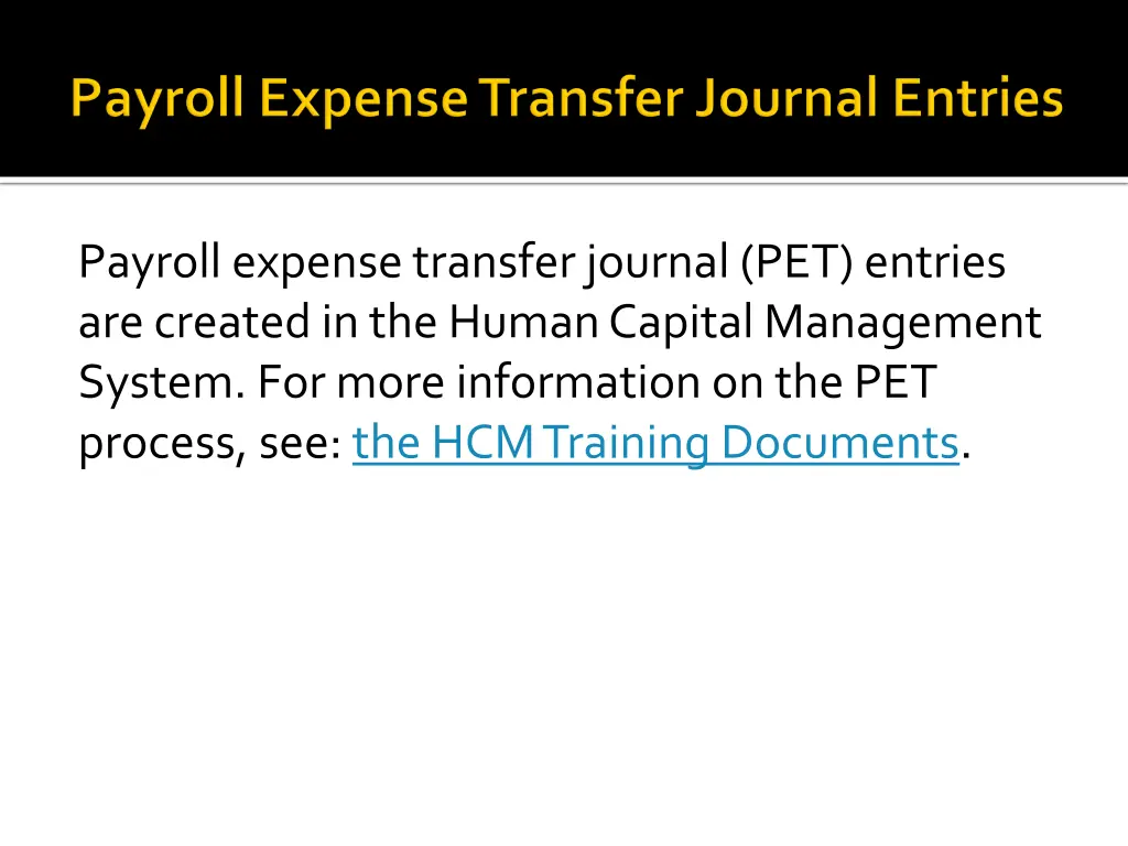 payroll expense transfer journal pet entries