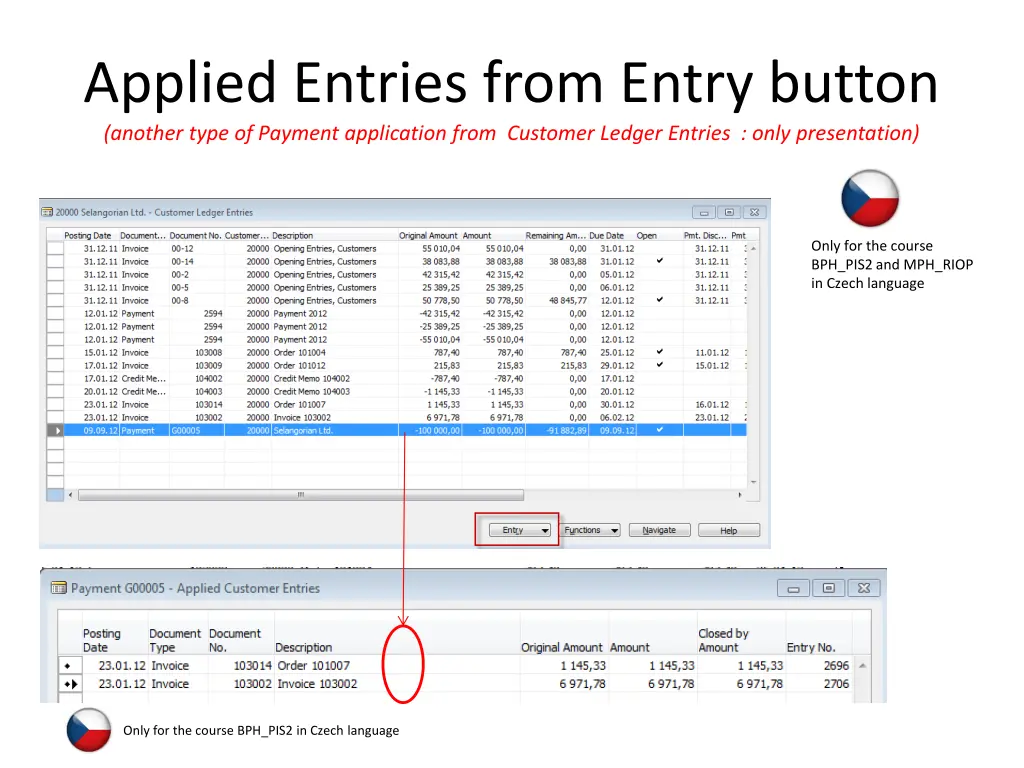 applied entries from entry button another type