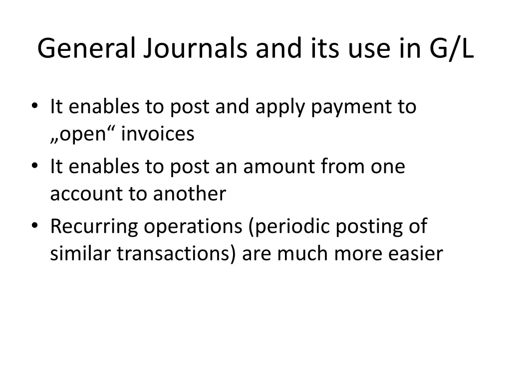 general journals and its use in g l