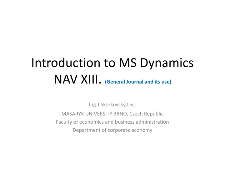 introduction to ms dynamics nav xiii general