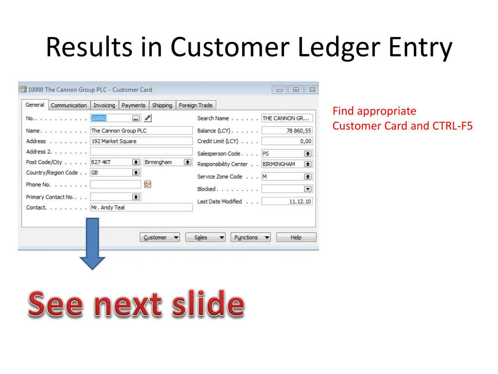 results in customer ledger entry