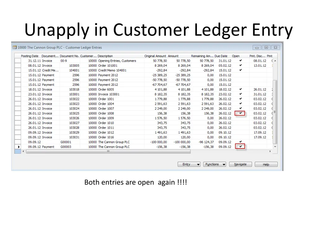 unapply in customer ledger entry 2