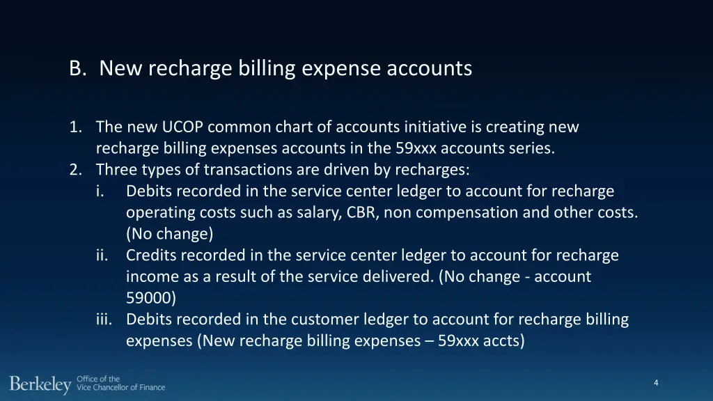 b new recharge billing expense accounts