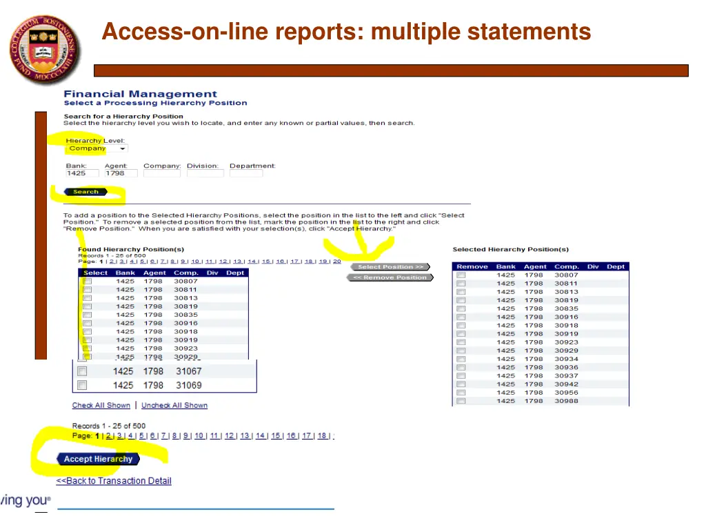 access on line reports multiple statements 1