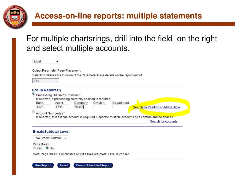 access on line reports multiple statements