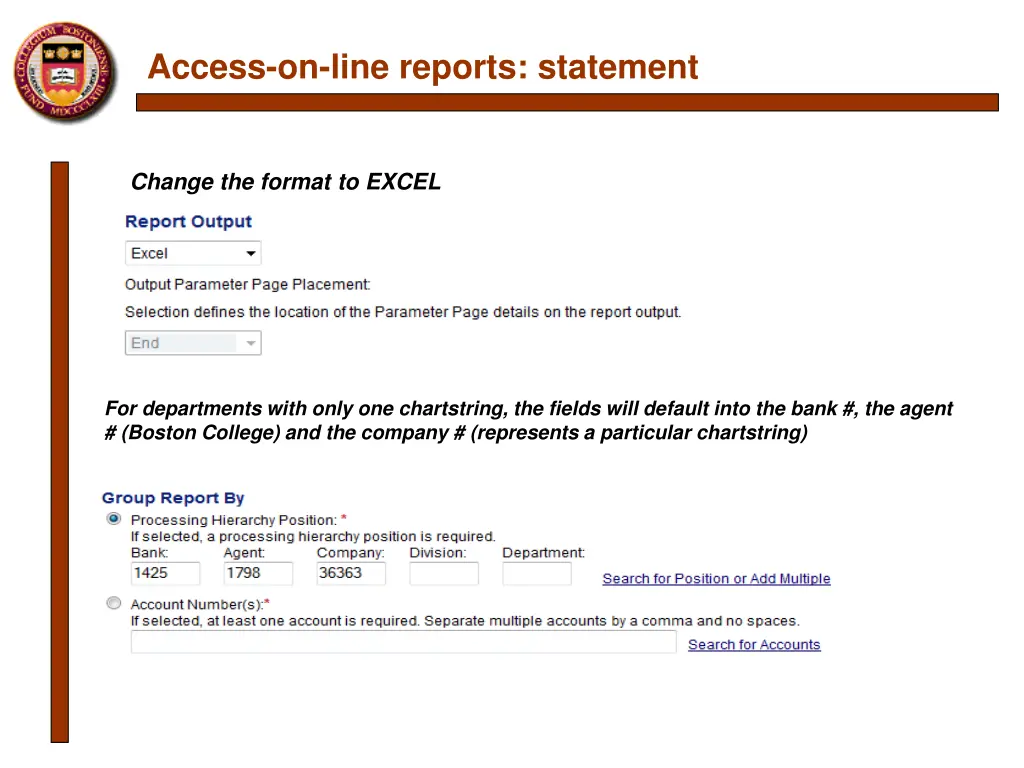 access on line reports statement