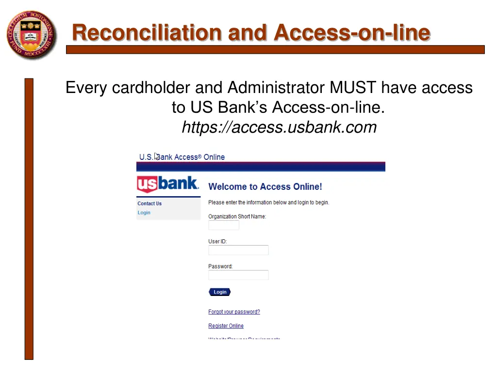 reconciliation and access on line