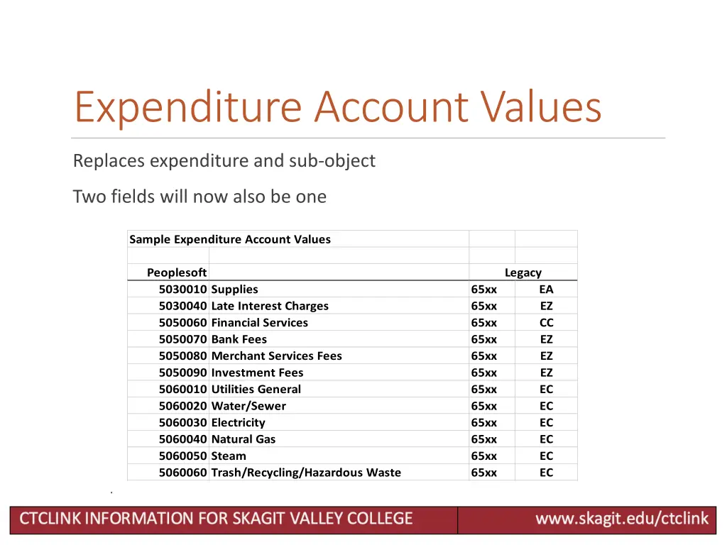 expenditure account values