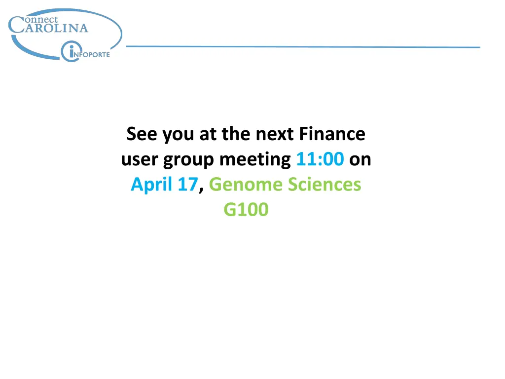 see you at the next finance user group meeting