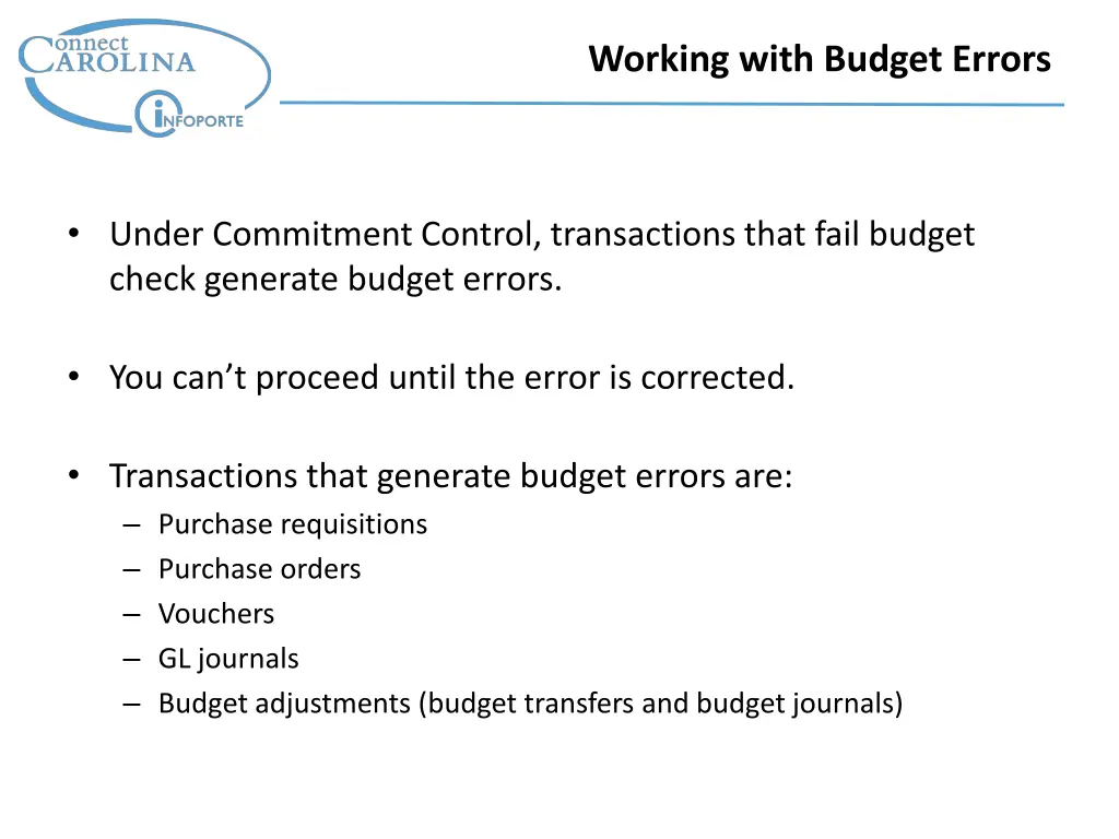 working with budget errors 1