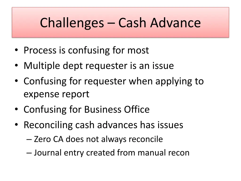 challenges cash advance