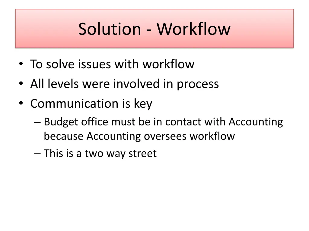 solution workflow