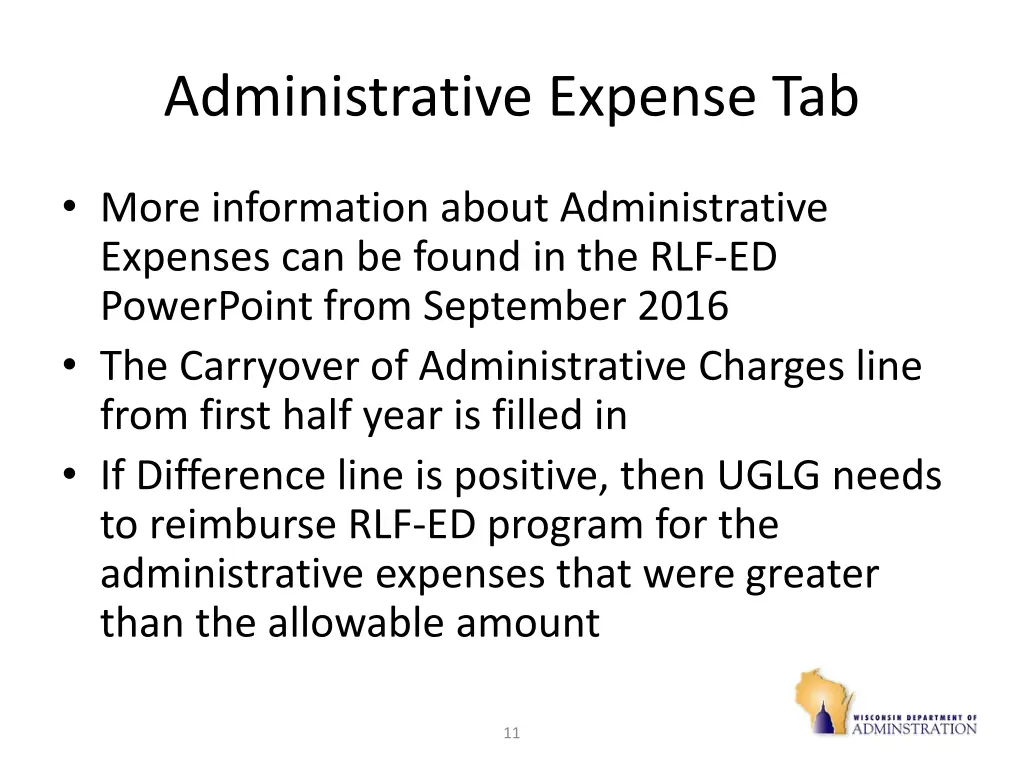 administrative expense tab 1