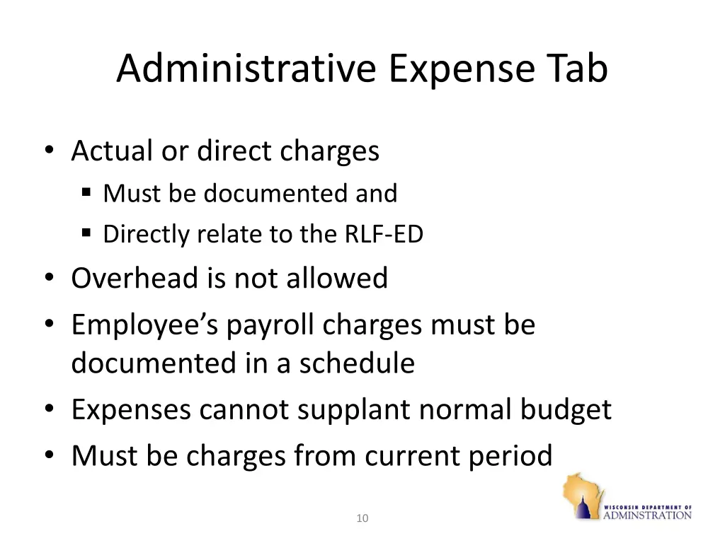 administrative expense tab