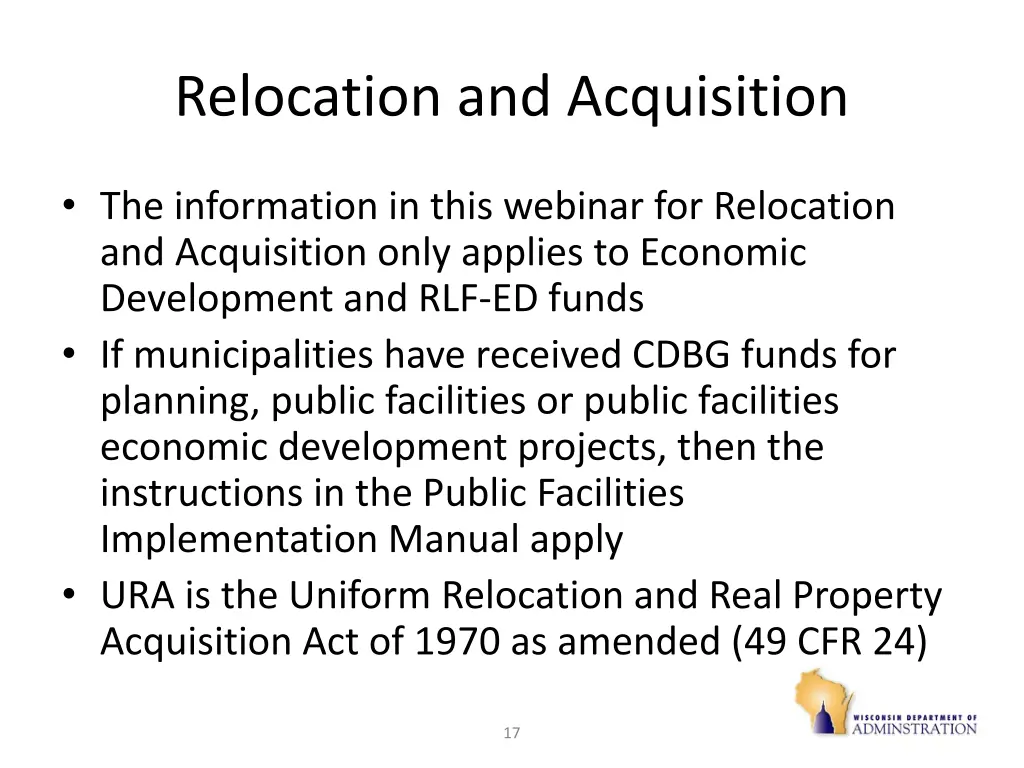 relocation and acquisition 1