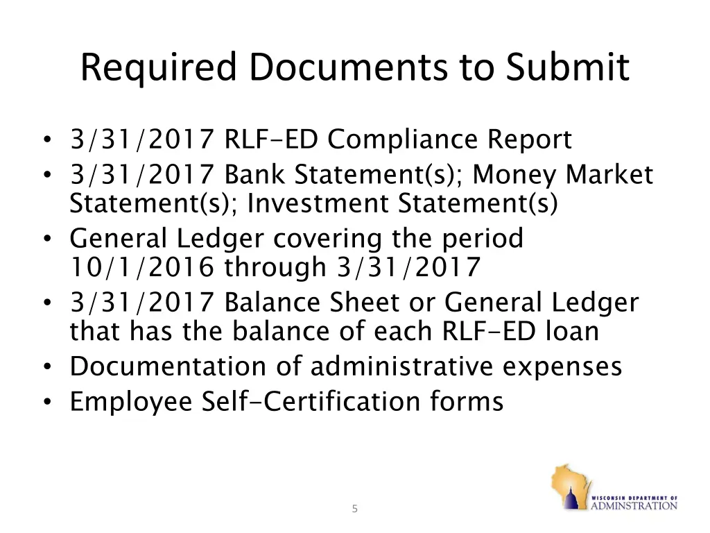 required documents to submit