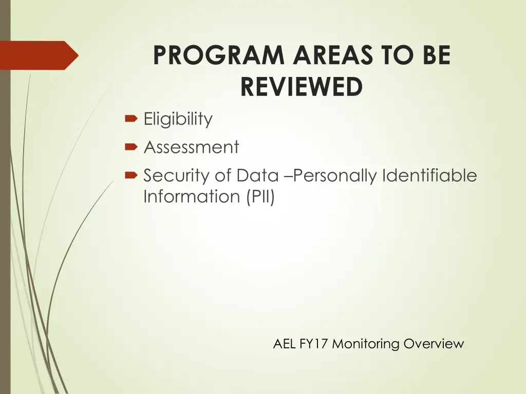 program areas to be reviewed eligibility