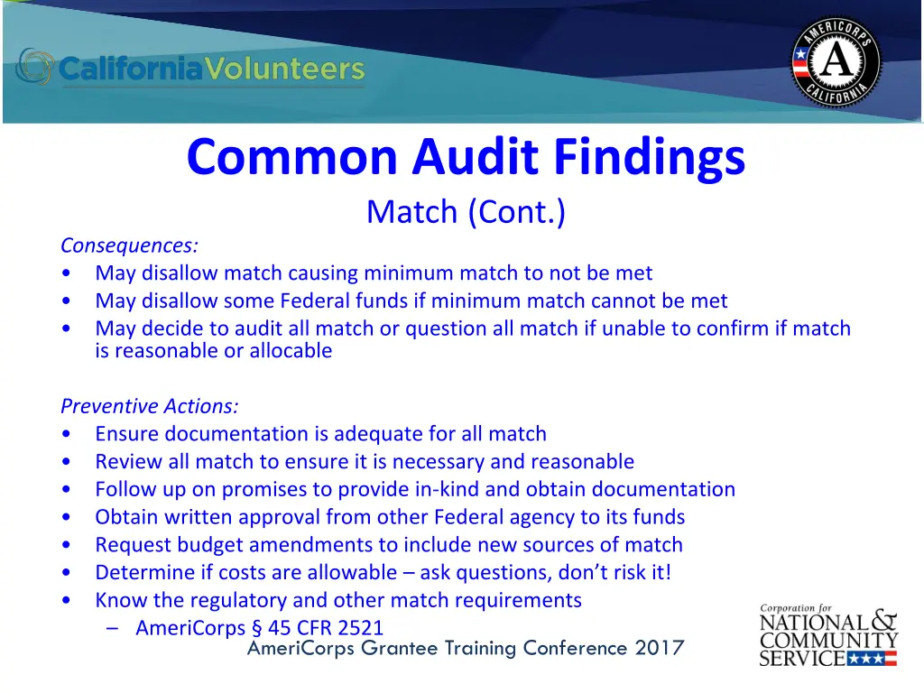 common audit findings match cont consequences