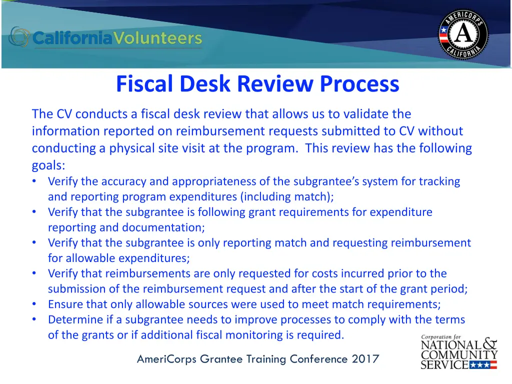 fiscal desk review process