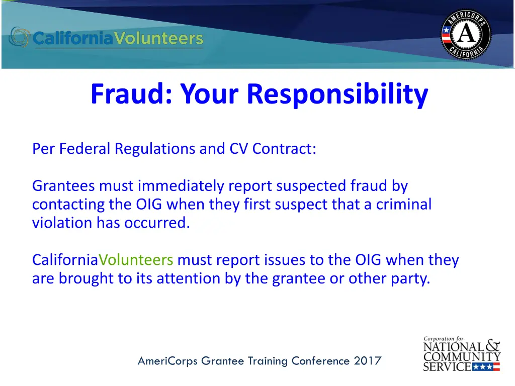 fraud your responsibility